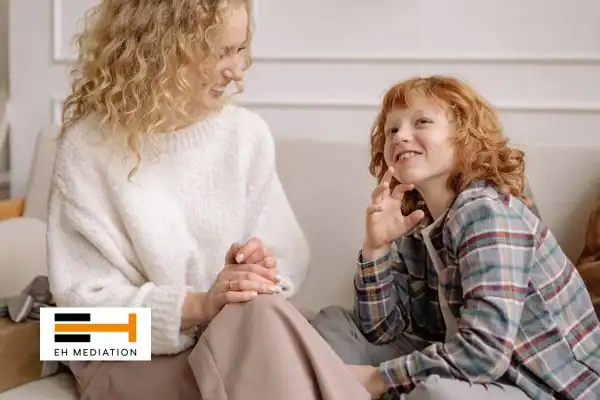Happy mother and child after sorting child arrangements mediation Market Rasen
